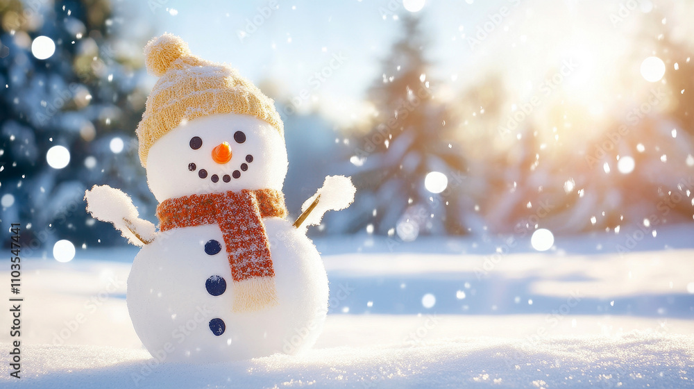Cheerful snowman greeting card for a festive Christmas season Cheerful snowman greeting card for a festive Christmas season