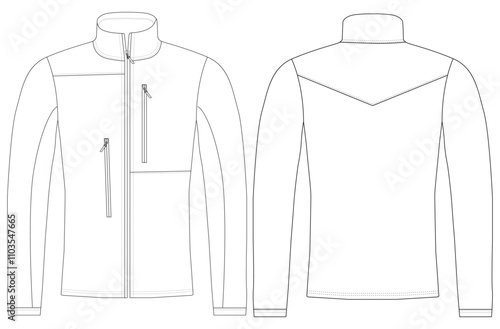 Windbreaker  Jacket vector Template Images  back and side views
