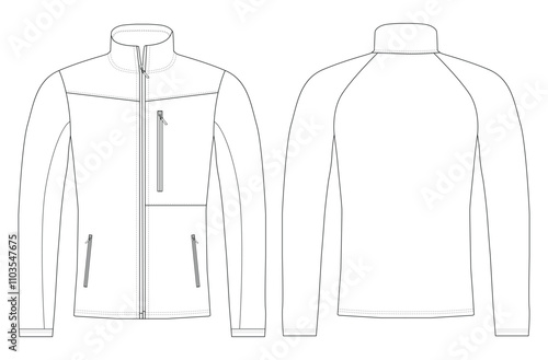 Windbreaker  Jacket vector Template Images  back and side views