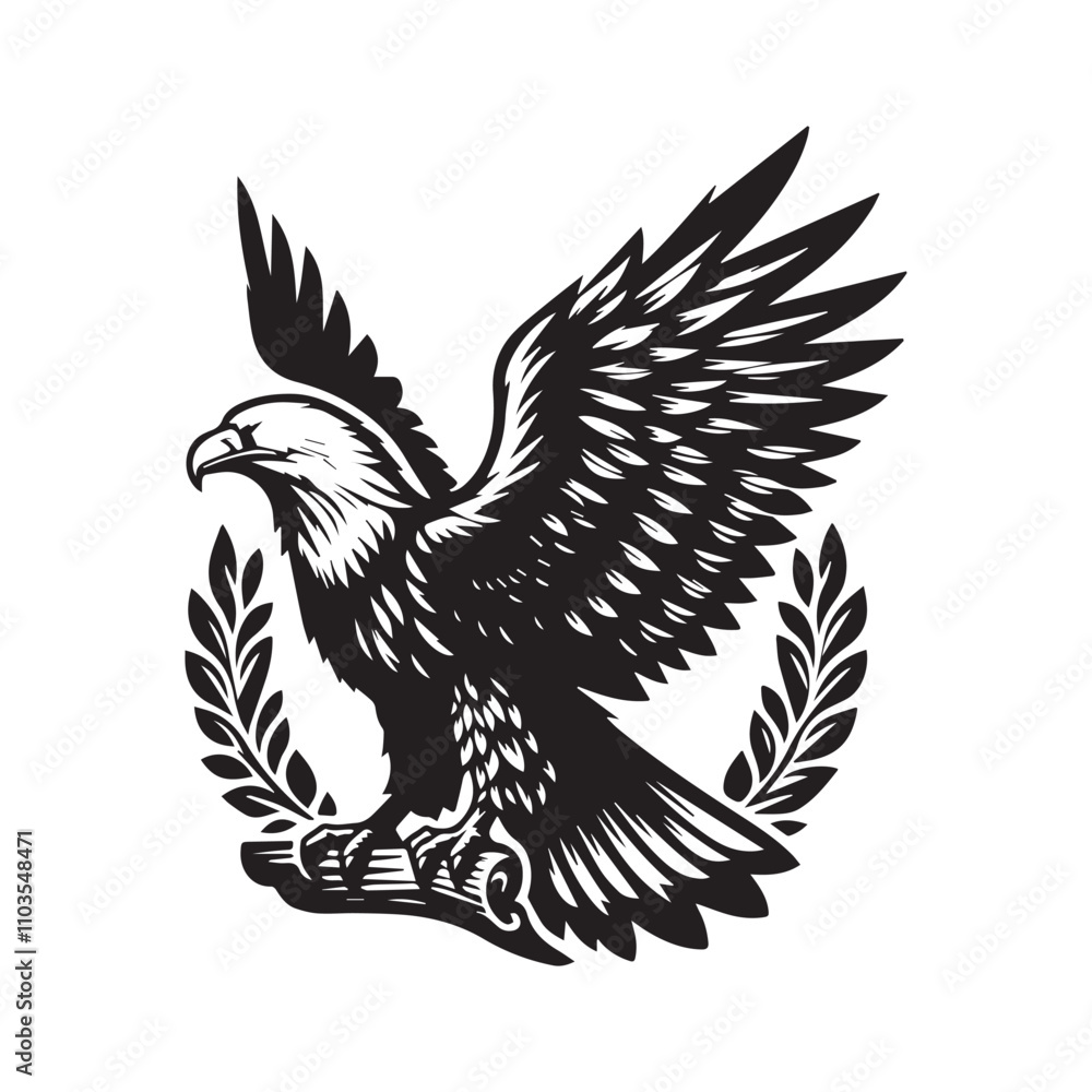 Fototapeta premium Eagle silhouette vector. Eagle logo, icon vector design. Bird silhouette.