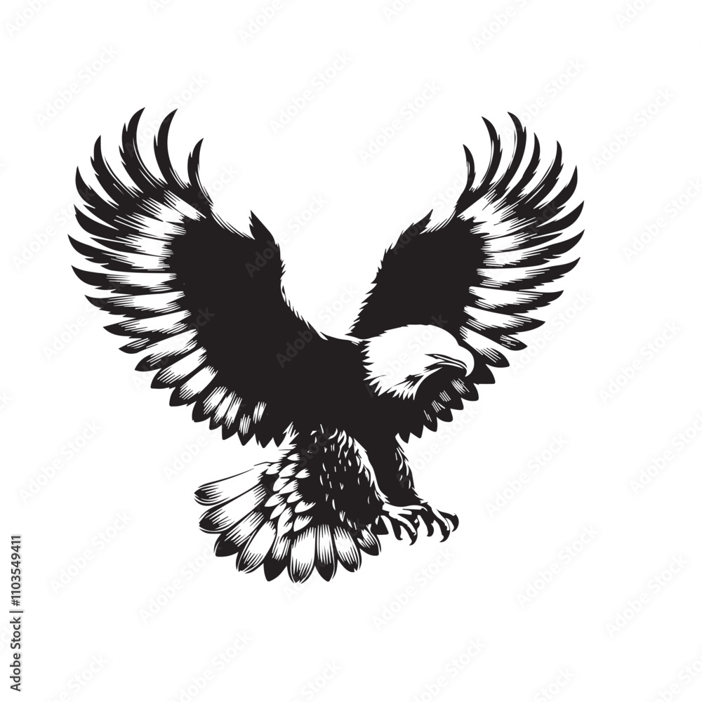 Fototapeta premium Eagle silhouette vector. Eagle logo, icon vector design. Bird silhouette.