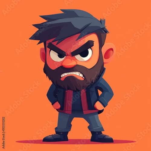 A modern flat 2D cartoon of an angry truffle hunter