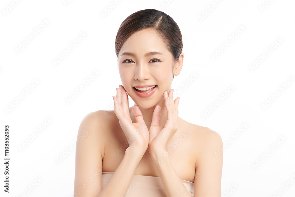Beautiful young asian woman with clean fresh skin on white background, Face care, Facial treatment, Cosmetology, beauty and spa, Asian women portrait. Beautiful young asian woman with clean fresh skin on white background, Face care, Facial treatment, Cosmetology, beauty and spa, Asian women portrait.