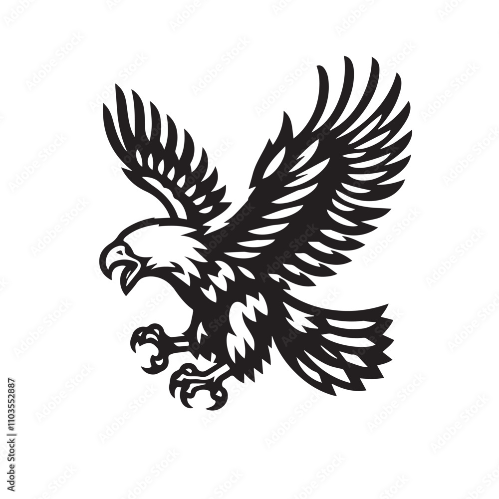 Eagle silhouette vector. Eagle logo, icon vector design. Bird silhouette. Eagle silhouette vector. Eagle logo, icon vector design. Bird silhouette.