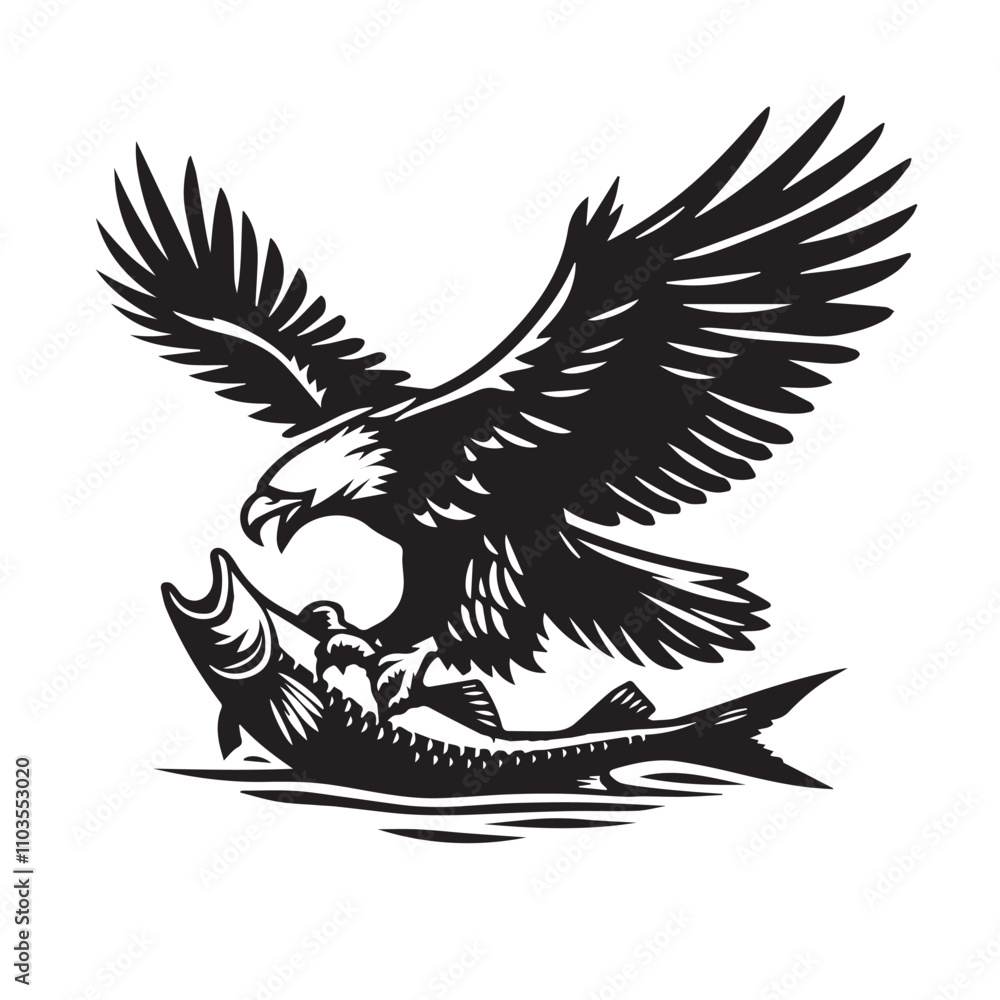 Obraz premium Eagle silhouette vector. Eagle logo, icon vector design. Bird silhouette.