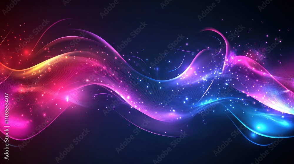 Fototapeta premium Abstract Glowing Waves of Pink and Blue Light