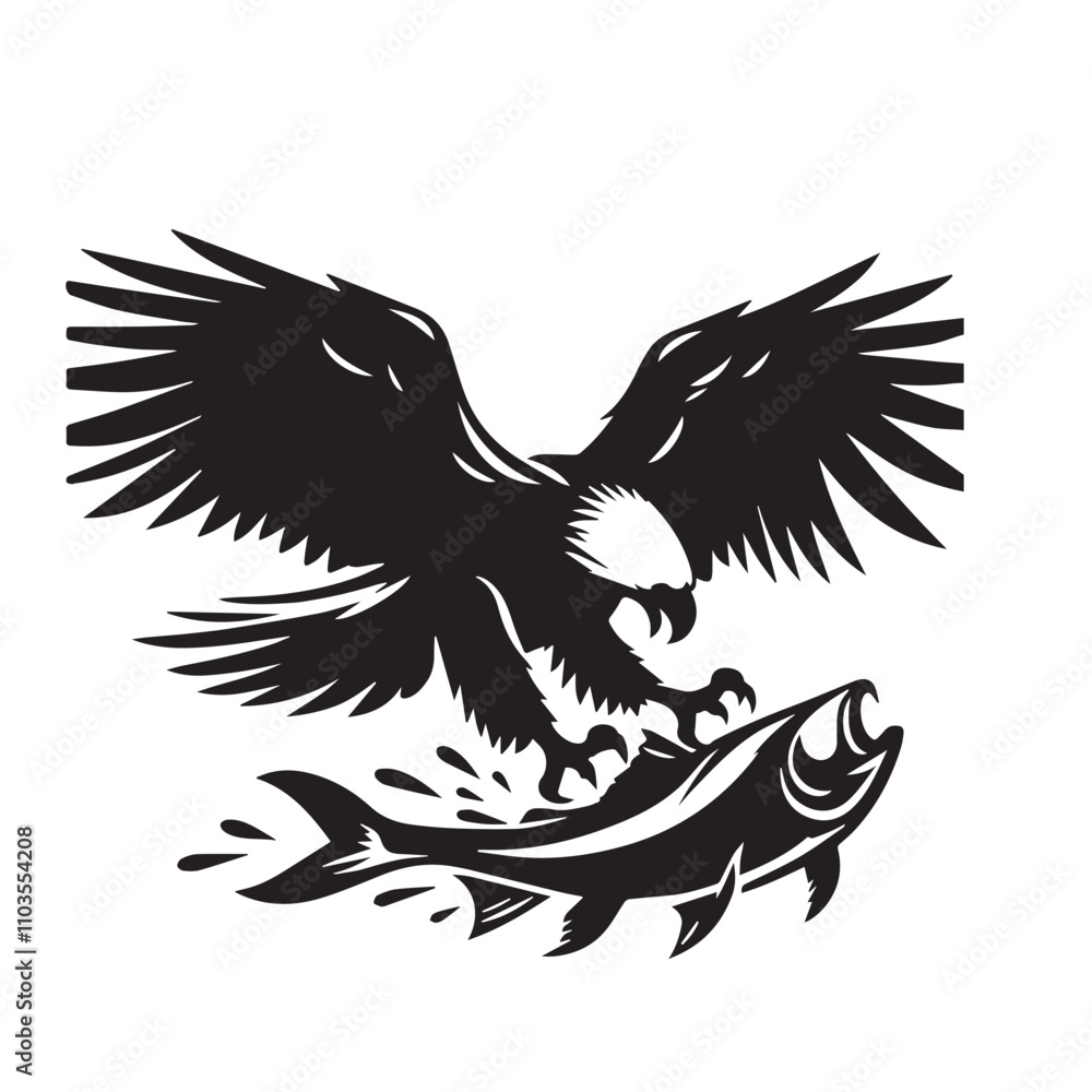 Fototapeta premium Eagle silhouette vector. Eagle logo, icon vector design. Bird silhouette. 