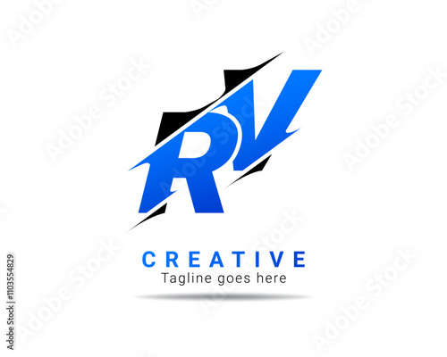 Letter RV logo design. Creative Modern R V Letters icon vector