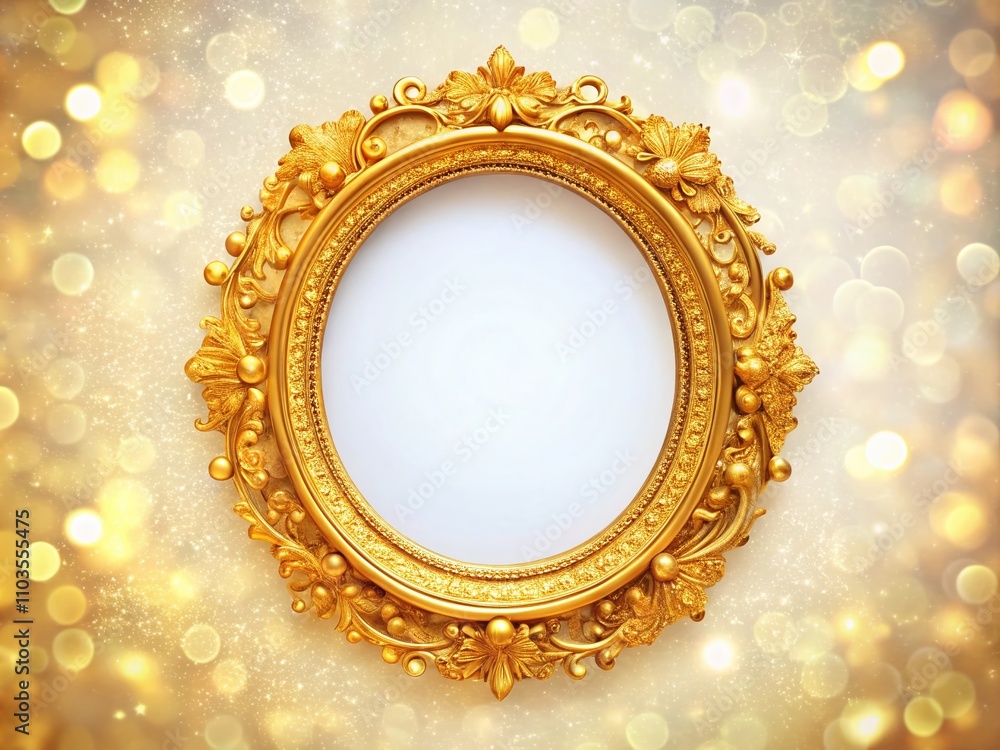 Elegant Golden Oval Frame in Retro Style on a Clean White Background Perfect for Decorative Displays, Invitations, or Artful Presentations with Vintage Charm and Sophistication Elegant Golden Oval Frame in Retro Style on a Clean White Background Perfect for Decorative Displays, Invitations, or Artful Presentations with Vintage Charm and Sophistication