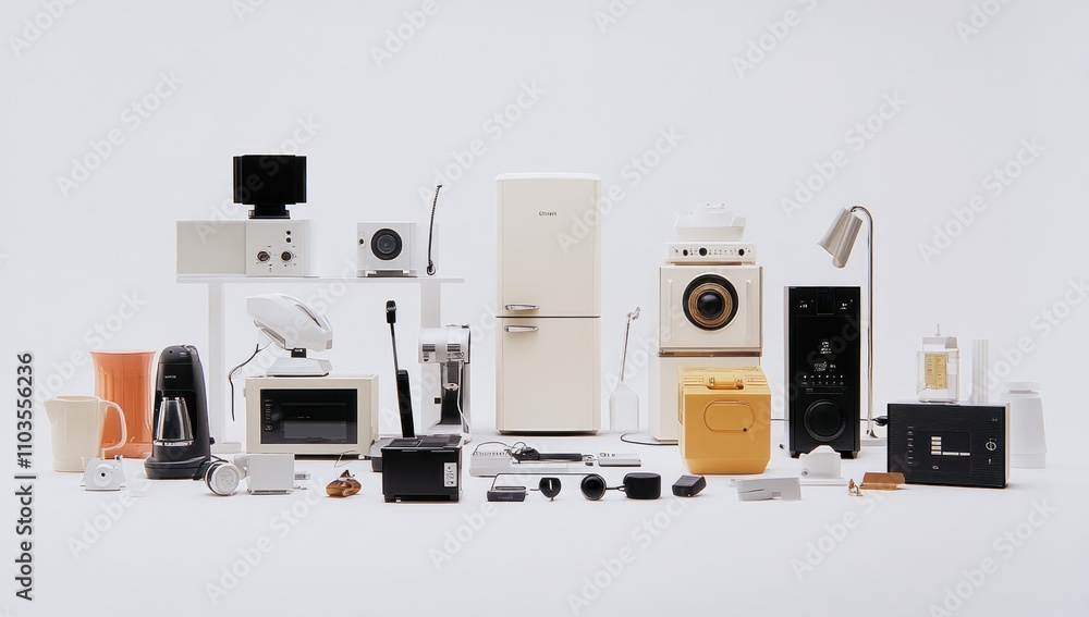 A Collection of Retro Appliances in a Minimalist Setting A Collection of Retro Appliances in a Minimalist Setting