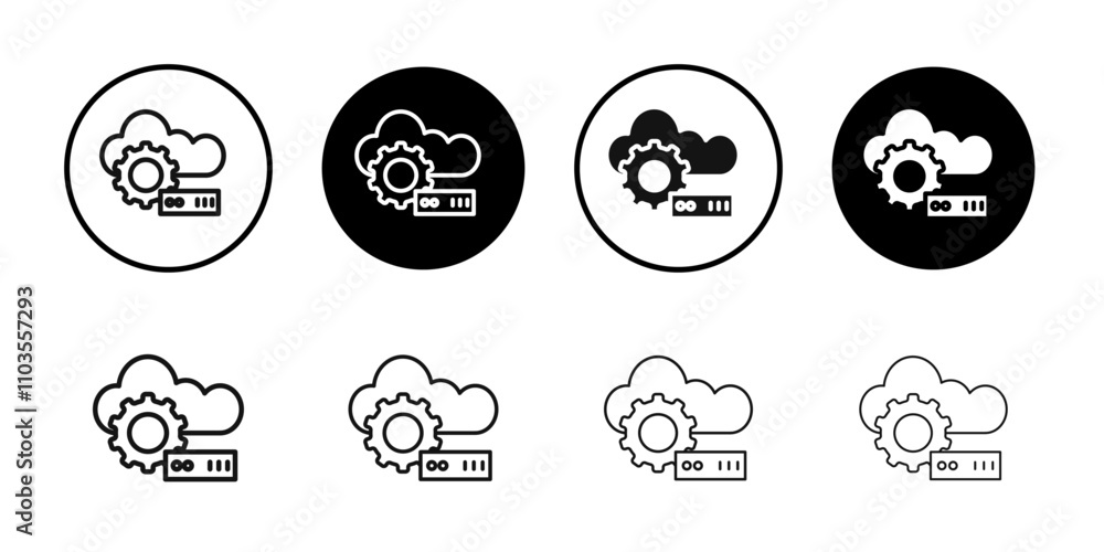 Cloud Data settings icon logo sign set vector outline Cloud Data settings icon logo sign set vector outline
