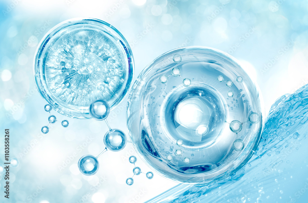 blue bubble molecule background for cosmetics product blue bubble molecule background for cosmetics product
