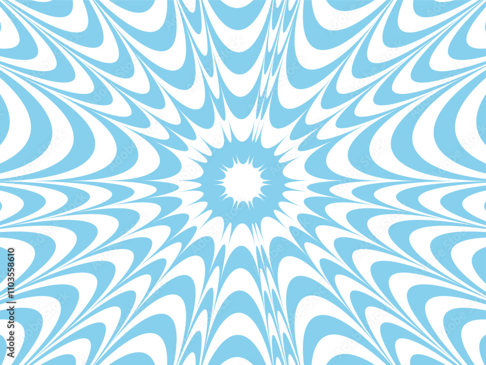 Fototapeta premium Circular patterns with psychedelic optical illusions and sun ray-inspired vector designs create a surreal blend of geometry, lines, and vibrant effects in a hypnotic and visually striking composition.