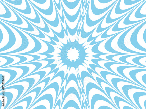 Circular patterns with psychedelic optical illusions and sun ray-inspired vector designs create a surreal blend of geometry, lines, and vibrant effects in a hypnotic and visually striking composition.