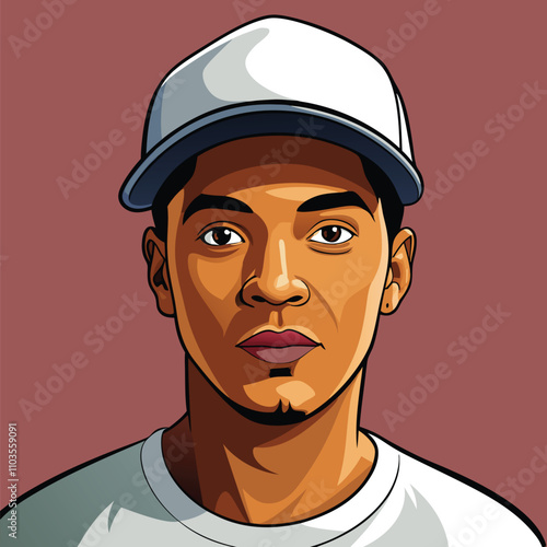White T-shirt and Baseball Cap Man Realistic