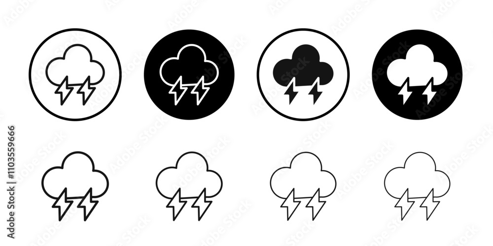 Lightning icon logo sign set vector outline Lightning icon logo sign set vector outline