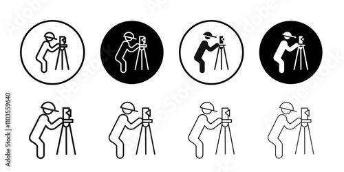 land surveyor icon logo sign set vector outline