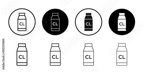 liquid Chlorine chemical icon logo sign set vector outline