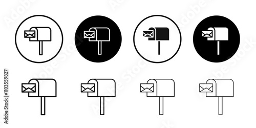 Mail or letter box icon logo sign set vector outline