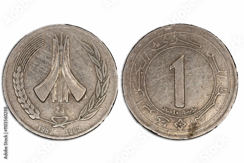 Foto Algerian dinar coin front and back