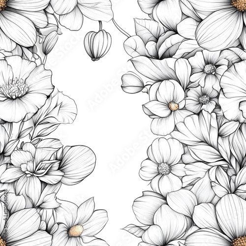 Wallpaper Mural Floral flowers and beautiful colorful leaves wallpaper seamless pattern for interior decoration or background. Torontodigital.ca