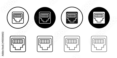 RJ45 cable port icon logo sign set vector outline