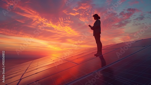 Cutting-Edge Solar Energy Station at Sunset: Clean Energy Technology