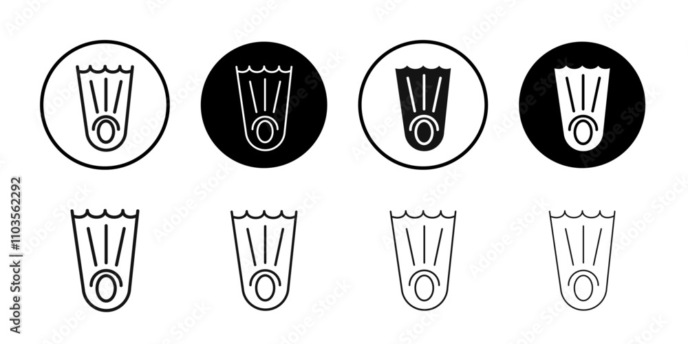 Swimming flippers icon logo sign set vector outline Swimming flippers icon logo sign set vector outline