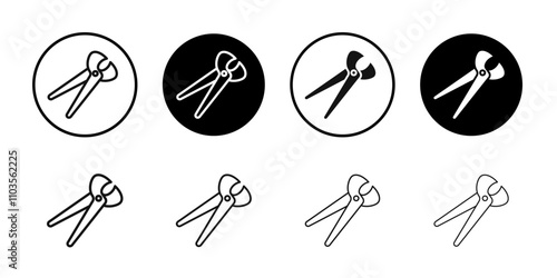 Steel nippers tool icon logo sign set vector outline