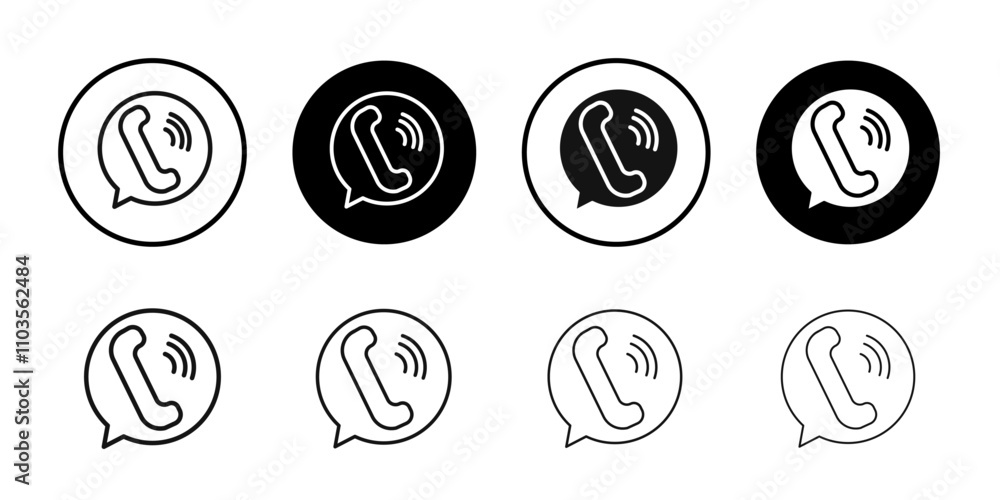 Telephone phone call icon logo sign set vector outline Telephone phone call icon logo sign set vector outline