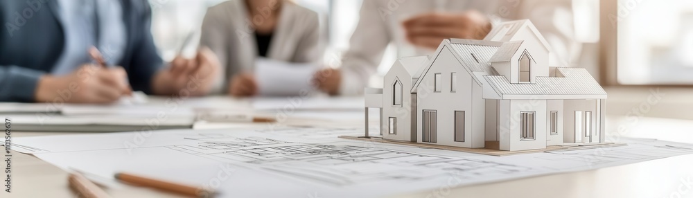 Architects presenting culturally sensitive housing designs to stakeholders in a modern office Architects presenting culturally sensitive housing designs to stakeholders in a modern office