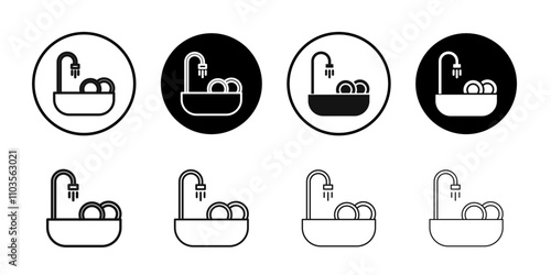 Washing plate icon logo sign set vector outline