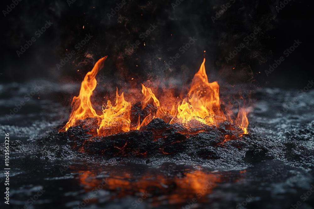 Explore the fiery dance of lava igniting the surface water Explore the fiery dance of lava igniting the surface water