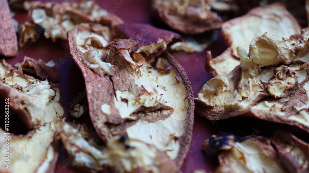 Close-up of dried pomegranate peels scattered on a red surface, highlighting texture and natural detail for eco-friendly, culinary, and sustainable themes
Close-up of dried pomegranate peels scattered on a red surface, highlighting texture and natural detail for eco-friendly, culinary, and sustainable themes