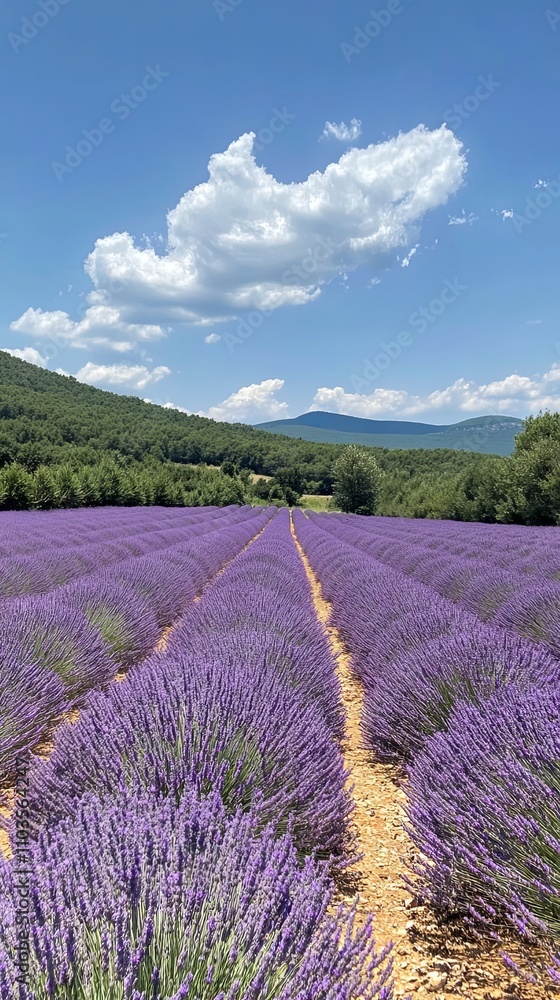 Obraz premium Lavender Field Under a Sunny Sky