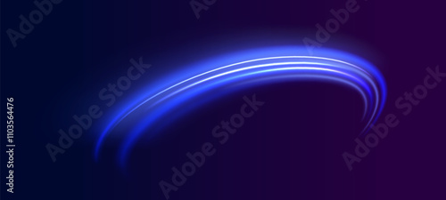 Big data traffic visualization, dynamic high speed, png, effect. Vector glowing lines air flow effect. Light trail wave, fire path trace line, car lights, optic fiber and incandescence curve twirl. 