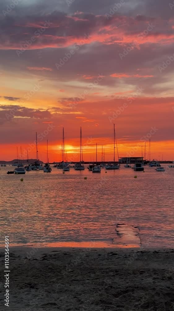 A beautiful sunset over the ocean with many boats in the water. The boats are of various sizes and are scattered throughout the water. The sky is filled with clouds, and the sun is setting A beautiful sunset over the ocean with many boats in the water. The boats are of various sizes and are scattered throughout the water. The sky is filled with clouds, and the sun is setting