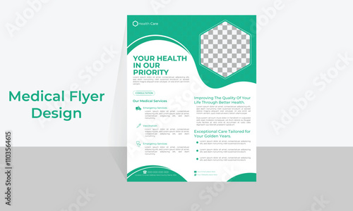 Corporate simple healthcare and medical flyer design layout.