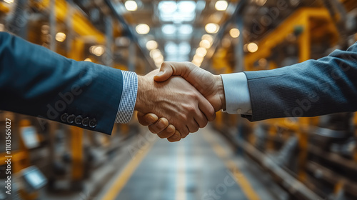 Business Partners Shaking Hands Inside the Factory