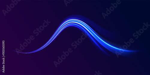 Big data traffic visualization, dynamic high speed, png, effect. Vector glowing lines air flow effect. Light trail wave, fire path trace line, car lights, optic fiber and incandescence curve twirl. 