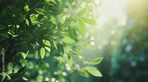 Nature's Green Embrace: Lush Foliage in Sunlight