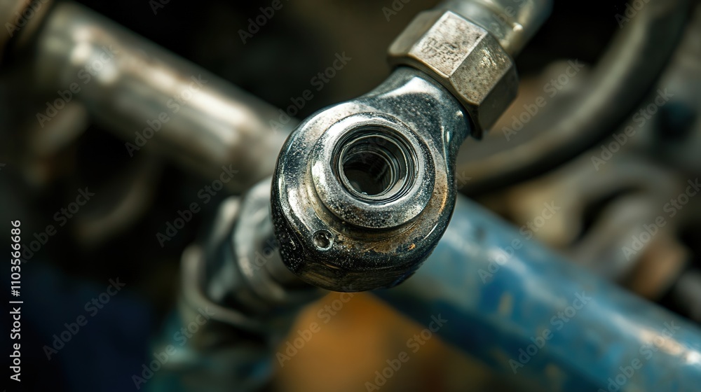 A close-up of a wrench tightening a fastener in a plumbing system A close-up of a wrench tightening a fastener in a plumbing system