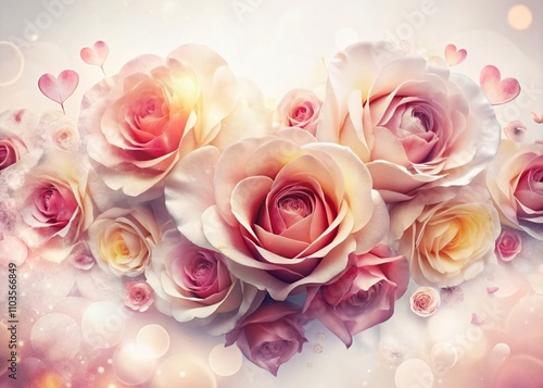 Elegant Valentine's Day Background with Rose Petals Pattern on White for Invitations, Flyers, Posters, Banners and Brochures