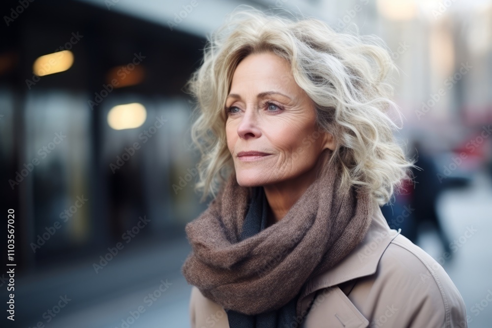 Portrait of a beautiful senior woman in winter coat and scarf outdoors Portrait of a beautiful senior woman in winter coat and scarf outdoors