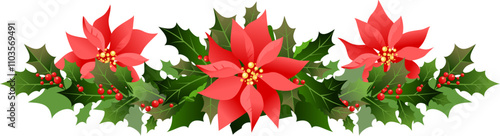 Festive garland with punsettia