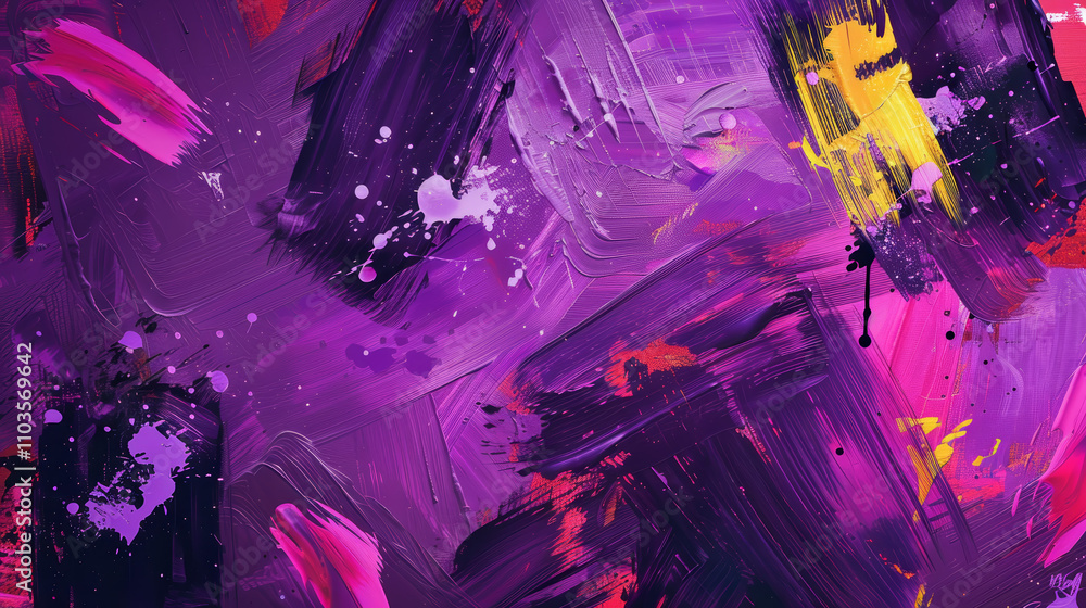 Naklejka premium Powerful Purple Abstract Design with Brushstrokes