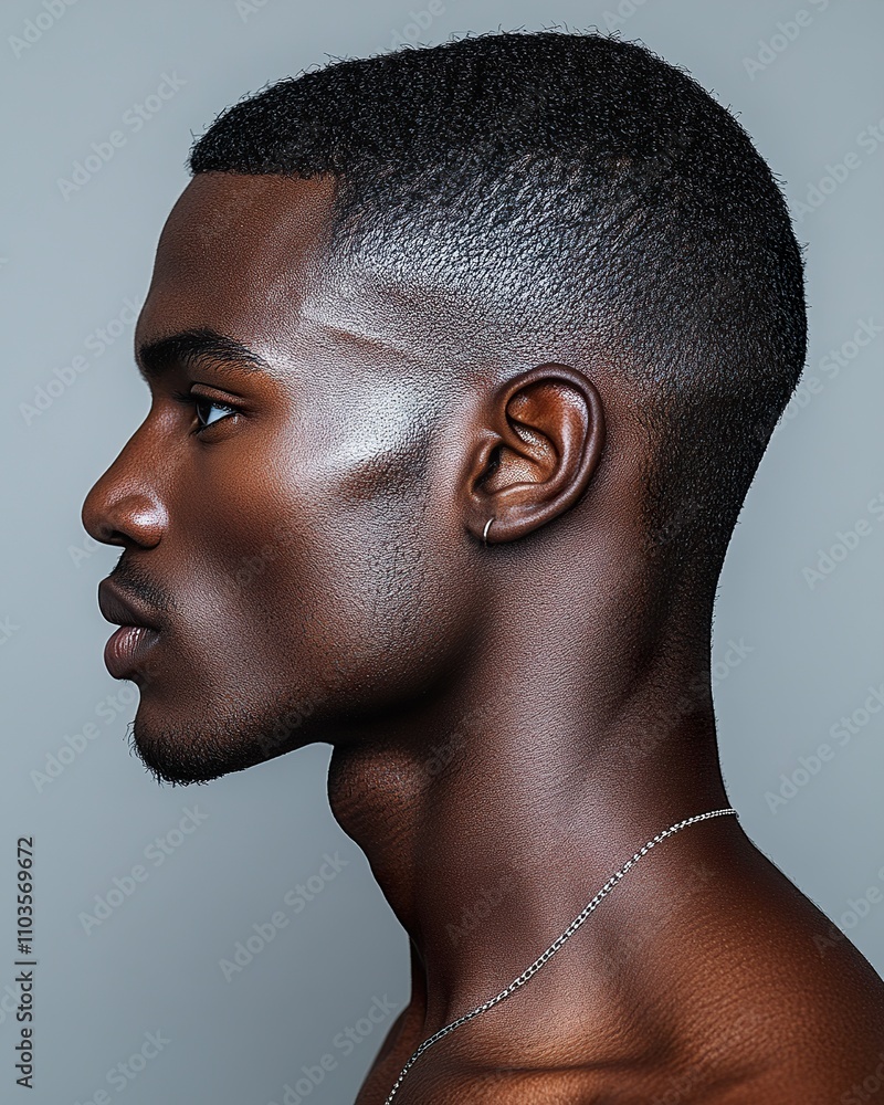 Minimalist Side View of a Young Man with Sharp Details Minimalist Side View of a Young Man with Sharp Details