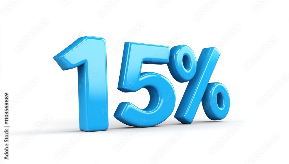 3D Blue 15% Sign 3D Blue 15% Sign