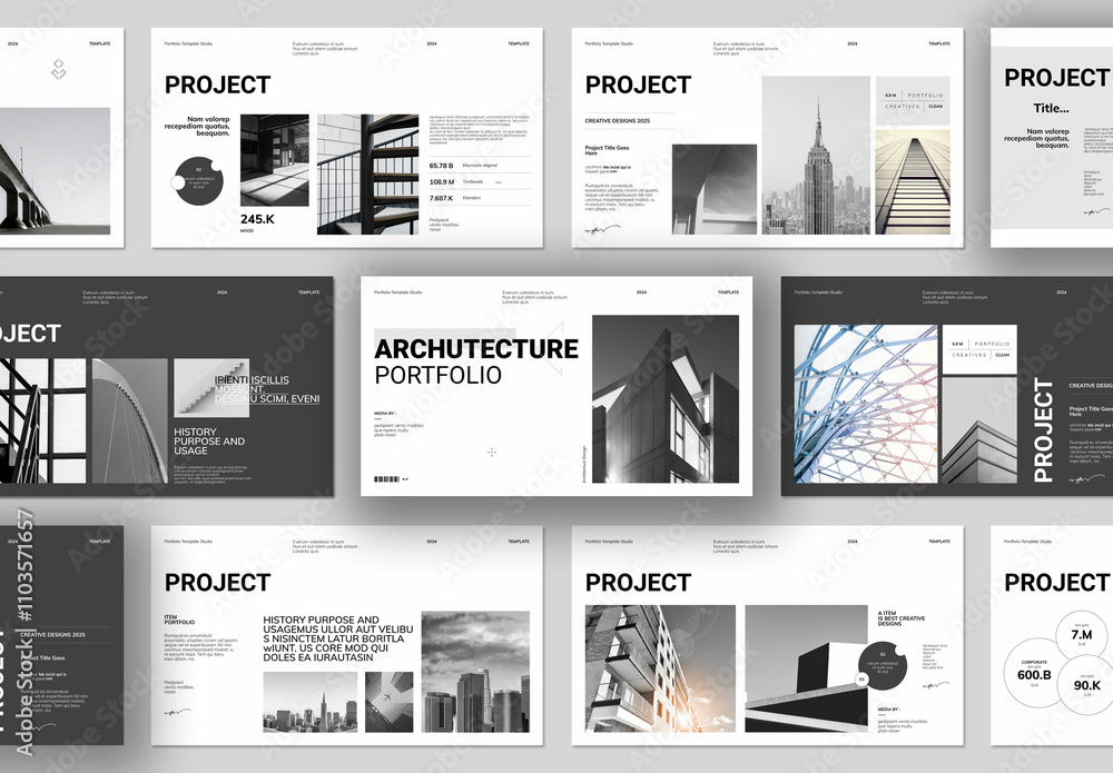 Architecture Portfolio Presentation Layout Stock Template | Adobe Stock