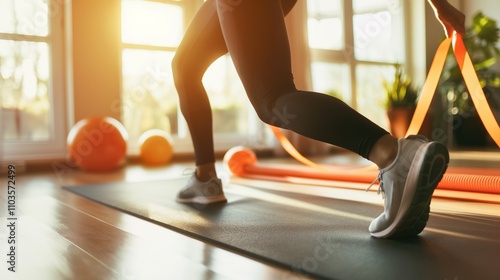 Close-up of a person’s knee flexing and extending during exercise. Medical treatment,gym, sports brand, knee joint health, joint mobility